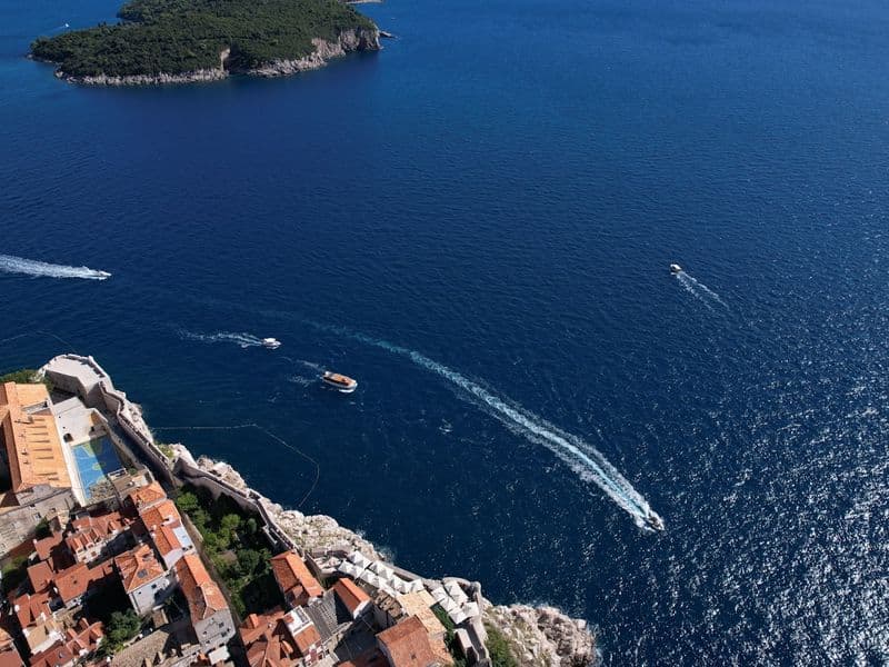 Kornati islands Croatia aerial view national park boat