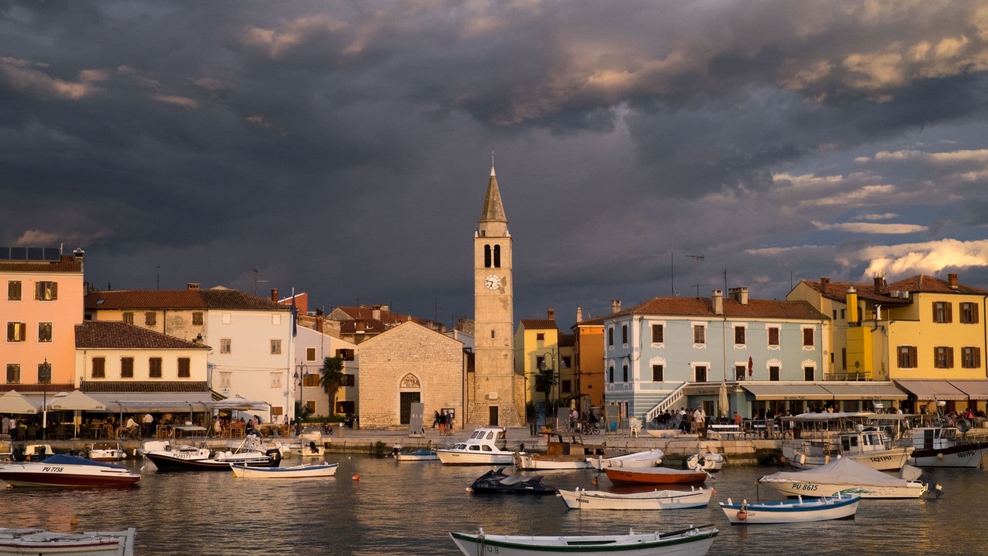 The port of Fažana in Istria, Croatia at sunset
