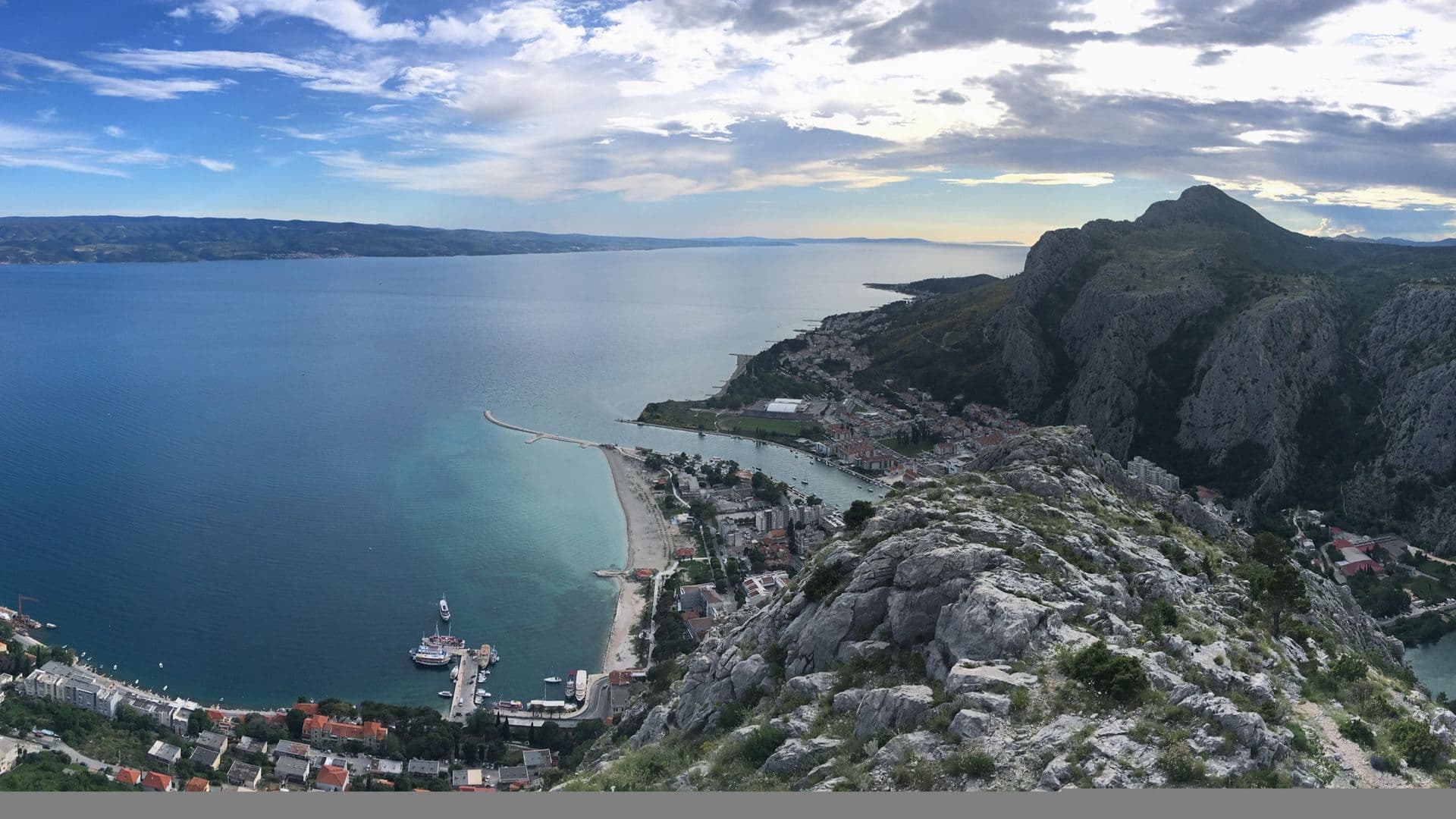 View over Omiš and the Cetina river mouth, Croatia