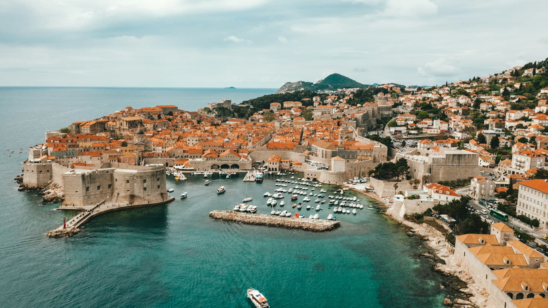 Dubrovnik aerial view Croatia old town sea