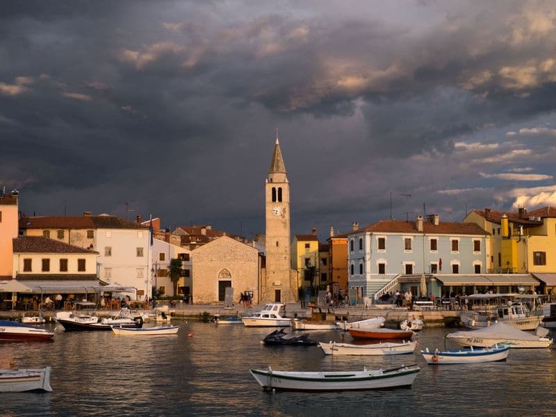 The port of Fažana in Istria, Croatia at sunset
