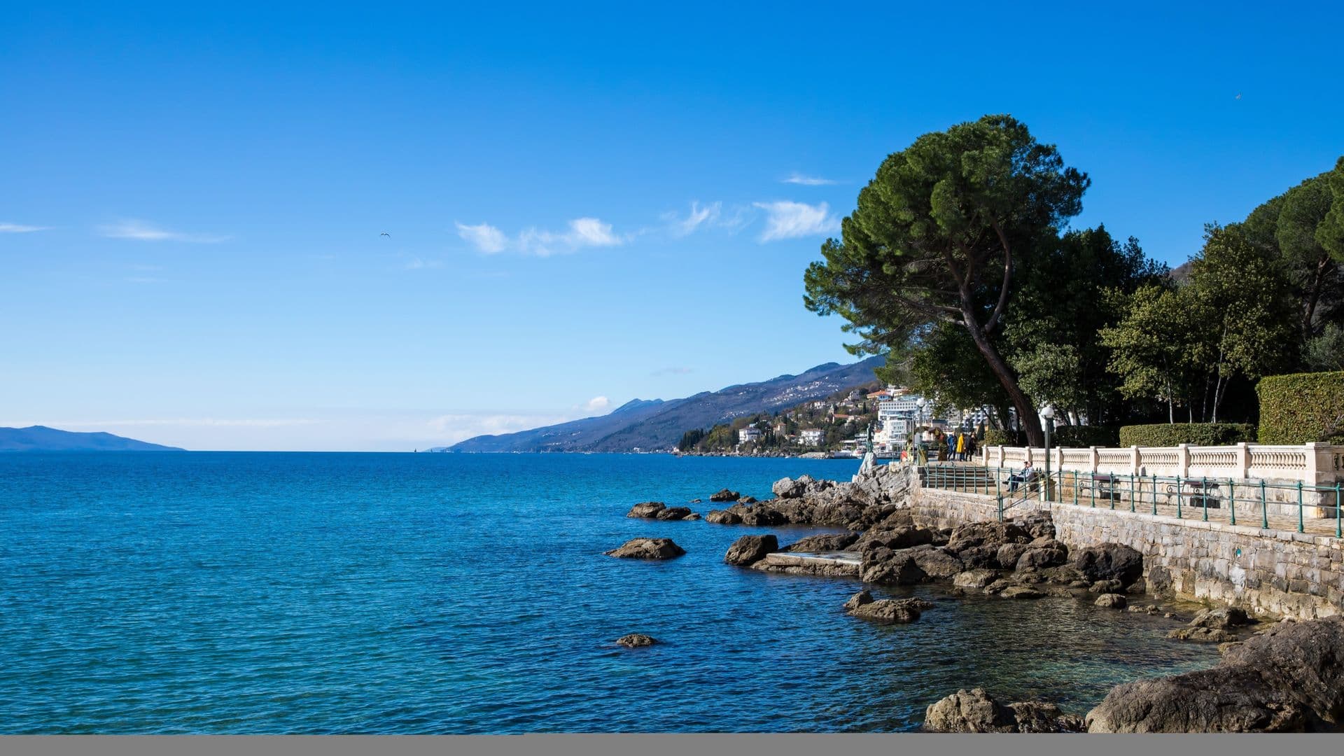 Opatija riviera coastline on the Kvarner Gulf, Croatia