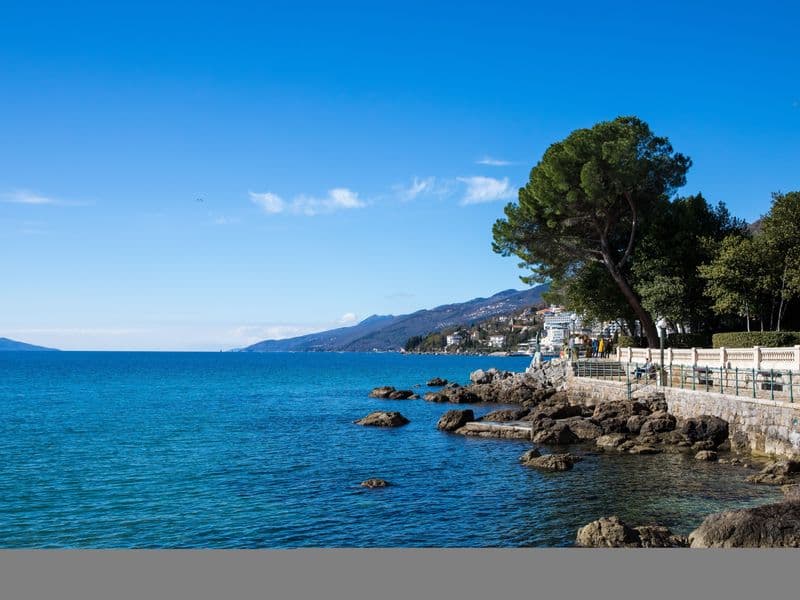Opatija riviera coastline on the Kvarner Gulf, Croatia