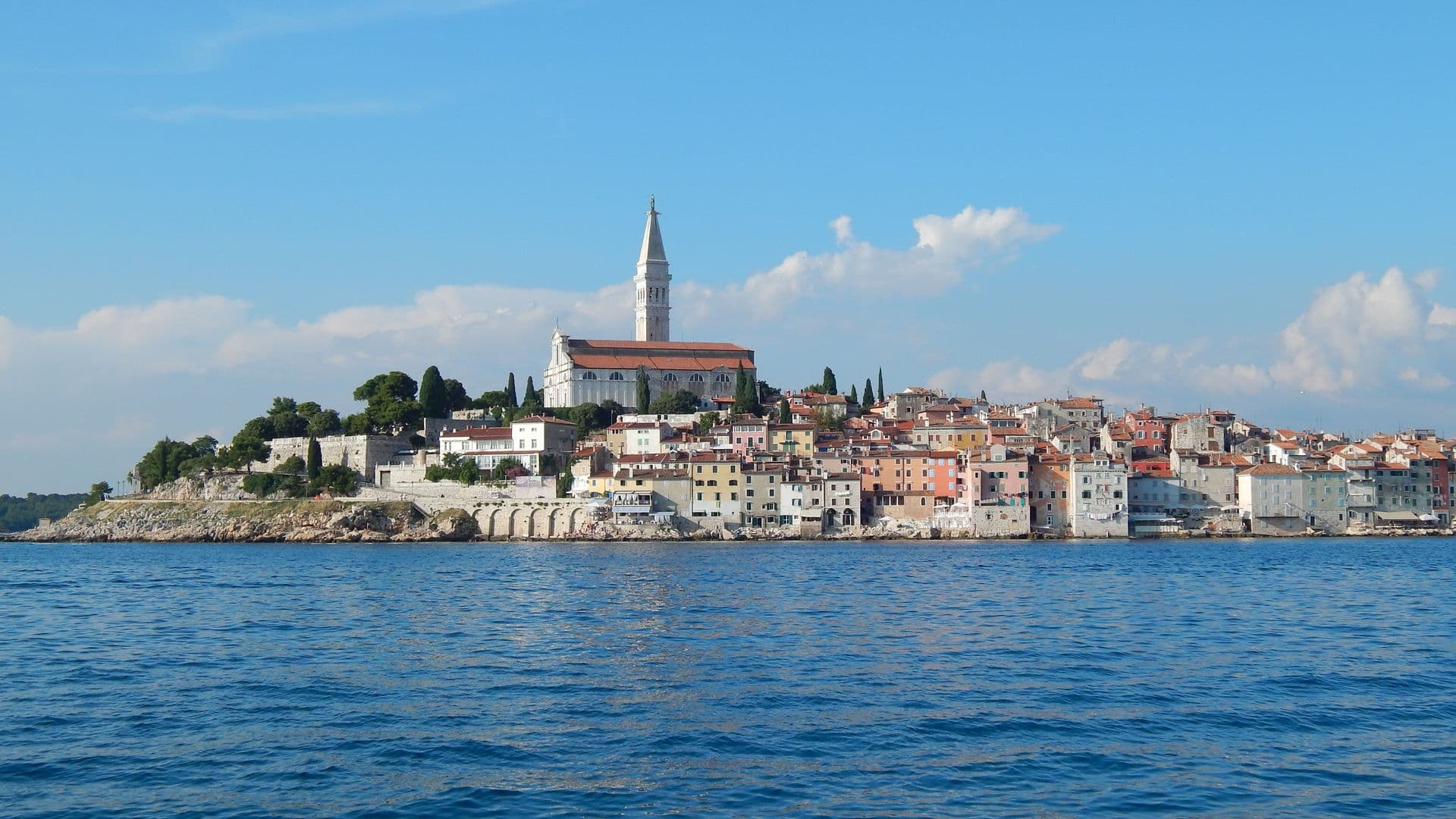 Rovinj old town seen from the sea, Istria, Croatia